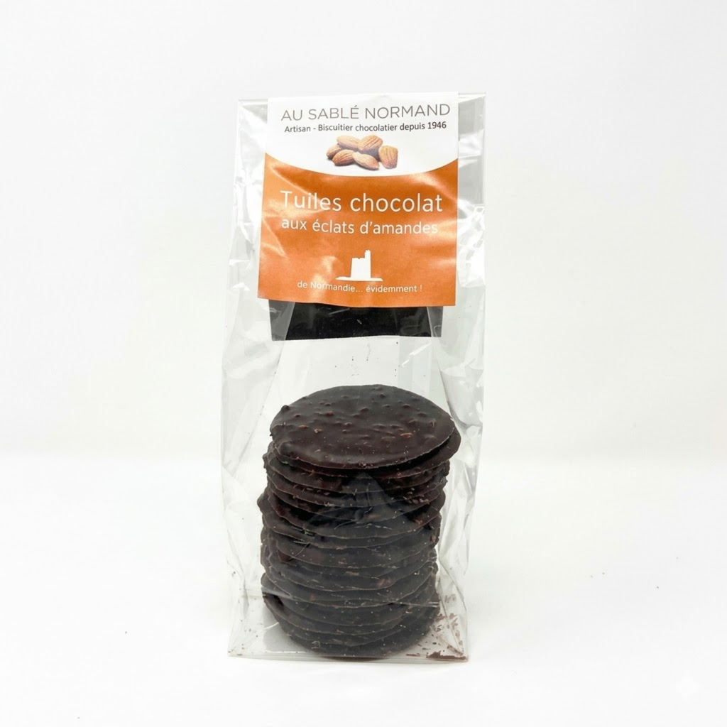 Tuiles chocolat noir aux éclats d’amandes