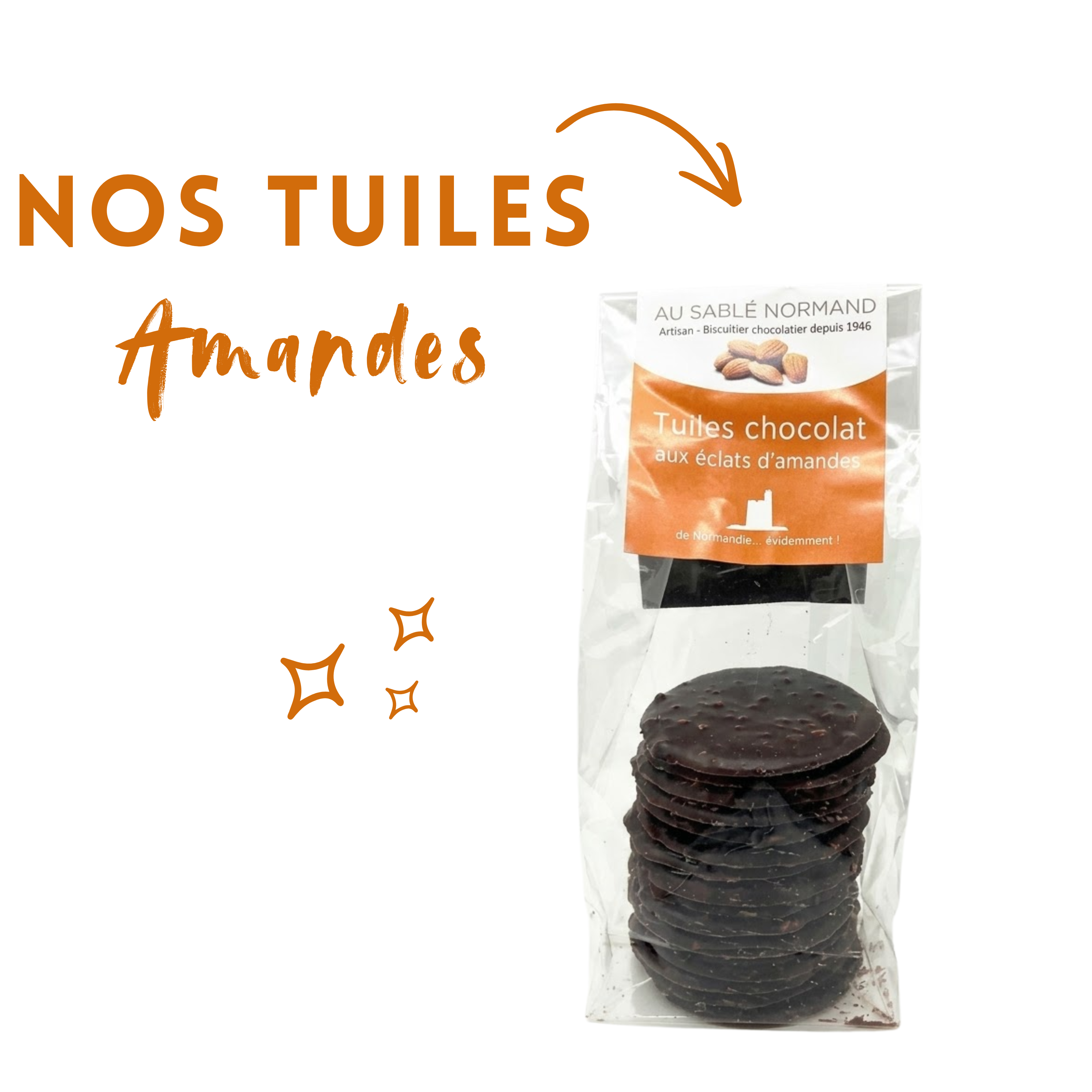 Tuiles chocolat noir aux éclats d’amandes